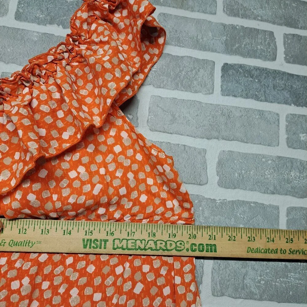 Lane Bryant Confetti Knee Dress Womens Plus Size 16 Orange‎ One Shoulder Ruffle